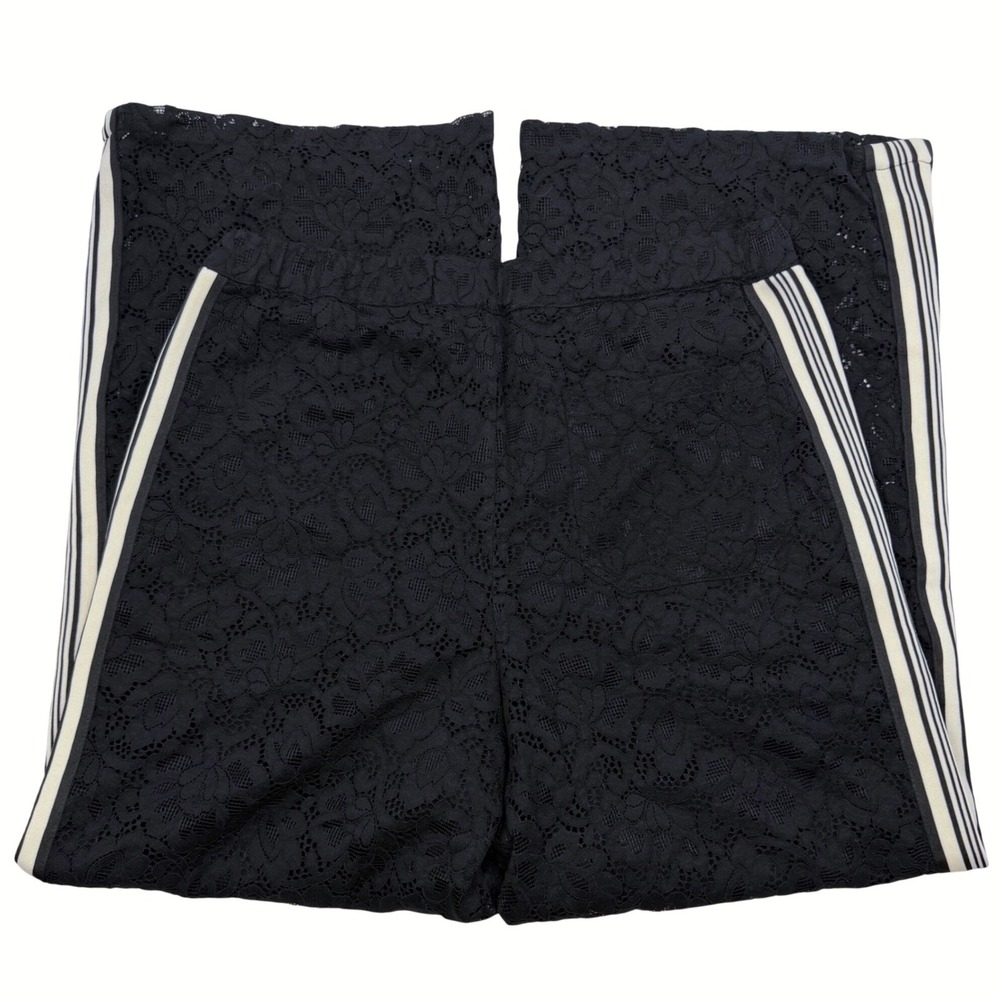 NWT Anthropologie Maeve Brooklin Lace Track Pants M Black $158 Sporty Stripe - Picture 6 of 11